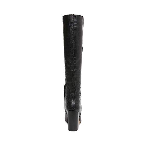 Steve-Madden-Womens-Fenix-Leather-Pointed-Toe-Knee-High-Black-Croco-Size-75