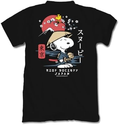Riot Society Peanuts Snoopy Doghouse Japan Womens Tee - Black