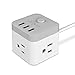JSVER Power Strip with 3 USB Ports & 3 Outlets, Travel Power Strip with 4.92ft Extension Cord for iPhone X/XS/XR, Dorm Room, Cruise Ship, Office (Grey White)