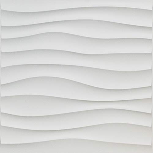 Art3d Plastic 3D Wall Panel PVC Wave Wall Design, White, 19.7" x 19.7 ...