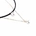 Gotd Women Punk Flannel Pearl Double Chain Necklace Collar Choker (Black)
