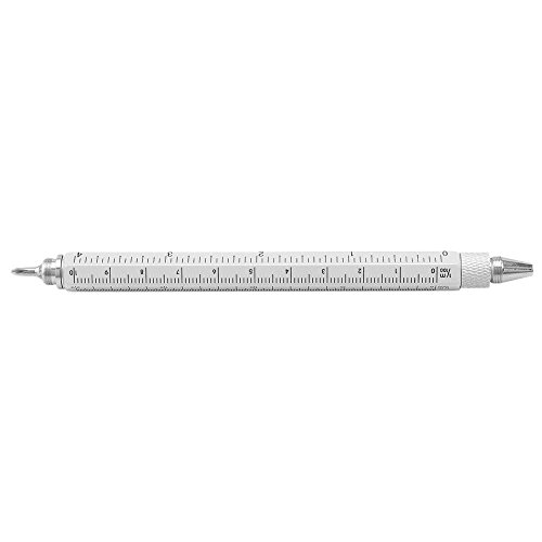 Shulaner 6 in 1 Multifunction Tech Tools 0.7mm Black Ink Ballpoint Pen with Ruler Level Stylus and Two-head Screwdriver Gift for Men, Silver, 3 Pack - Thumbnail 5