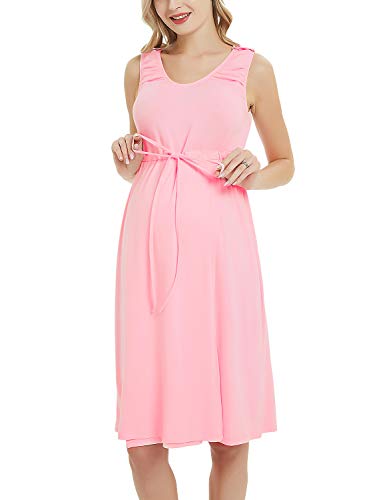 3 in 1 Labor delivery Hospital Gown Maternity Nursing Nightgown Split Front Dress for Breastfeeding Pink S - Thumbnail 6