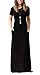 DEARCASE Maxi Dress for Women Black Small Crewneck Short Sleeves Wedding Guest A-line Casual Party Vintage Spring Summer Beach Long Dresses with Pockets