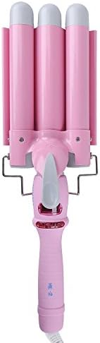 Fanme Ceramic Curling Wand 3 Barrels Hair Curler Fast Heating Wavy Crimping Iron Salon Hair Styling Tool with LCD Display, 32mm (pink white 28mm)