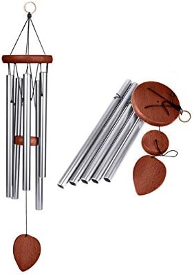 Afirst Wind Chimes Outdoor 22" Beech/Aluminum Silver Chime with S Hook Amazing Grace Wind Chime,A Beautiful Gift for Your Garden, Patio,Porch and Home Decoration