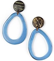 Tagua Nut, Fair Trade, Eco-Friendly, Sustainable, Handmade, Adjustable Besos Earrings (Celeste)