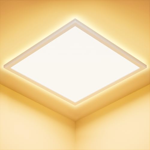 Feliigo LED Ceiling Light, 24 W, 3000 K Ultra Thin Square Ceiling Lamp, 2800 LM Bathroom Ceiling Light, IP44 Waterproof Diameter 30 cm, LED Chandelier for Bedroom, Kitchen, Living Room, Balcony