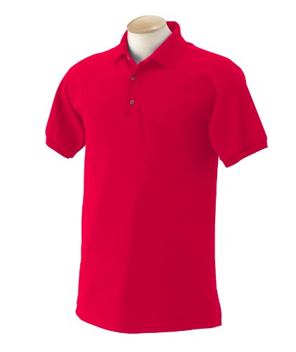 Gildan G890 5.6 oz. Ultra Blend 50/50 Jersey Polo with Pocket, Red, X-Large