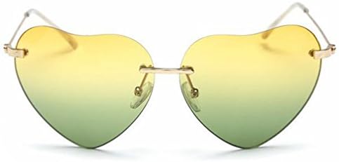 WRMR new retro love sunglasses peach heart-shaped sunglasses (Yellow/Green)