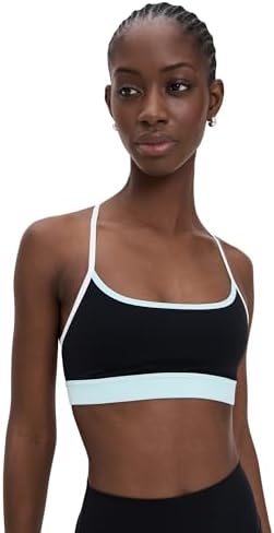 SPLITS59 Women's Josie Airweight One Shoulder Bra, Black/White, XS