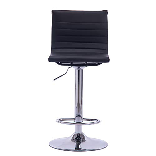 Sidanli Black Adjustable Swivel Counter Bar Stool Chairs with Back (Set