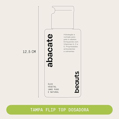Óleo de Abacate 100% Puro Vegetal e Natural - Hidratante Corporal, Massagem, Banho Aromaterapia e Uso Capilar - Tampa Gotejadora - 140ml Beauts