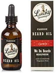 Lucky Grooming 2 oz Unscented Beard Oil - All-Natural Beard Oil Conditioner and Moisturizer w/Argan, Jojoba, Coconut Oil, Essential Oils Patchouli, Rosemary, Lavender - Promotes Healthy Beard Growth