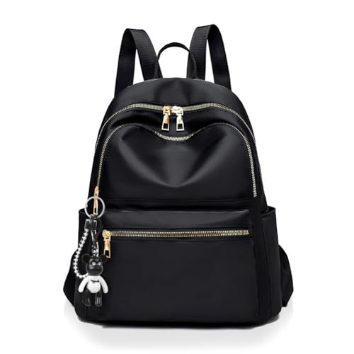 Mochila para mujer, mochila de moda para mujer, mochila casual de nailon ligero, mochila escolar, mochila de viaje antirrobo para mujeres y niñas, Negro, 32 * 25 * 11cm