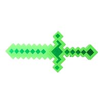 QuStars Green Light-Up Short Diamond Pixel Sword Dagger Blade LED Flashing Lights