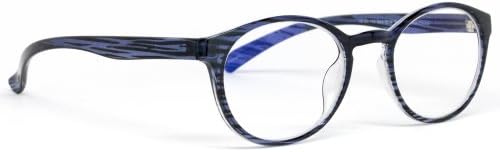 Computer Glasses by Phonetic Eyewear Alpha in Ocean Stripe with Blue Light Protection