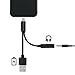2in1 Lightning Adapter for iPhone IOS 10.2.1,MINIMALISM USB Charger and 3.5mm Earphone Cable Adapter [No Music Control] for iPhone 7/7 Plus/6s/6/5s/se -Black