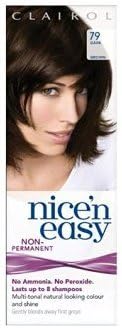 Clairol Nice n Easy Hair Color #79 Dark Brown, UK Loving Care + FREE Scunci Black Roller Pins, 18 Pcs