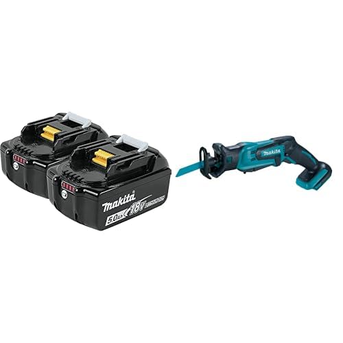 Makita BL1850B-2 18V LXT Lithium-Ion 5.0Ah Battery, 2/pk with Bonus XRJ01Z 18V LXT Compact Recipro Saw Image