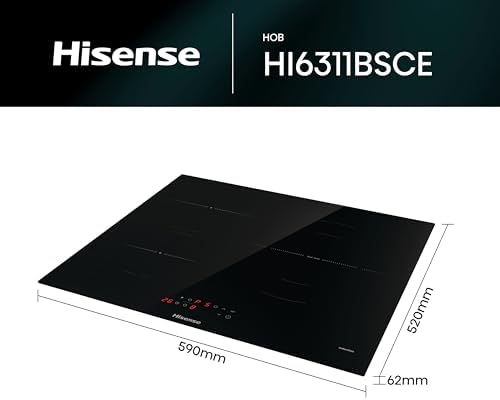 HI6311BSCE - Placa Induccion, 29 cm, Vitroceramica, 3 Fuegos, 7200W, Calentamiento Rápido Power Boost, Contol Táctil, Zona Expandible