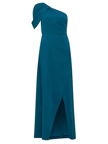Gina Bacconi Women's One Shoulder Stretch Crepe Maxi Dress Cocktail, Light Navy, 14