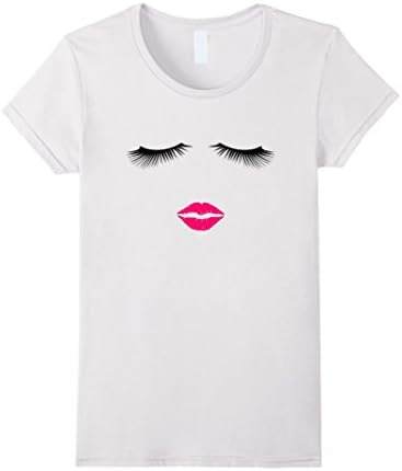 Women's Lipstick and Eyelashes T-Shirt XL White