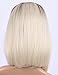 Chantiche Hot Sale Natural Looking Platinum Blonde Short Bob Hair Lace Wigs Fashion Brown Roots #T2/60 Synthetic Lace Front Wig for White Women 14 inches