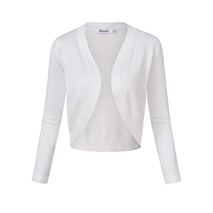 KOJOOIN Bolero voor dames, gebreide jas met 3/4 mouwen, cardigan, V-hals, bolerojas, schouderjas, casual top (verpakking…