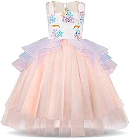 formal dress for christmas dinner Girls Rainbow Unicorn Princess Dress Cake Layers Tutu Prom Gown For Ki