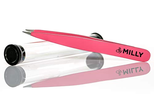 Pointed Tweezers | Stainless Steel | Perfectly Aligned Hand-Filed Point Tip Precision Tweezers | For Ingrown Hair, Eyebrows, Facial Hair, Splinters, Ticks and Glass Removal | For Men and Women | Pink - Thumbnail 4