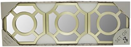 3 Piece Decorative Mirror Set, Wall Accent Display (Champagne)