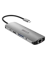 ATZEBE   Hub de aluminio compacto USB C con puerto HDMI 4K, puerto Gigabit Ethernet, puerto USB C PD de 60 W, 3 puertos USB 3.0, lector de tarjetas SD TF compatible con MacBook Pro, iPad Pro 2018, MacBook Air y más