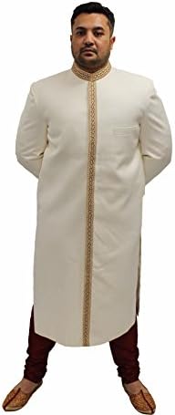 Umar - Cream Zardozi Silk Sherwani, 44