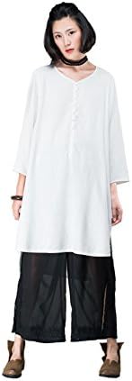 OUTLINE Women's Casual Hi-Low Loose Fitting Long Basic Shirt Dress White XL