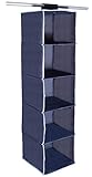 StorageManiac 5-shelf Hanging Closet Organizer with Loop Closure - Dark Blue