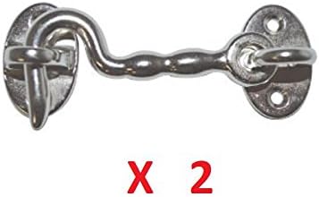 ArkHardware Door Hook Lock Latch Swivel Window Gate Garage Boat Cabin Cabinet Closet Shut Shed Barn Toddler Safety Door Stopper Stainless Steel Type 316 Commercial Marine Grade (3"- 2 Hooks)