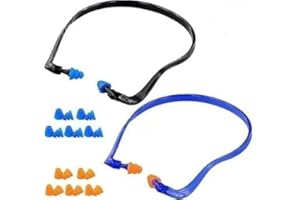 Nivofu 2pcs Banded Ear Plugs, Reusable Silicone Band Earplugs with 10 Pairs Replacement Ear Buds, Noise Cancelling Ear Plugs 