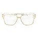MEETSUN Vintage Square Aviator Sunglasses for Men Classic Retro Large Frame Sun Glasses (Clear Frame, 68)