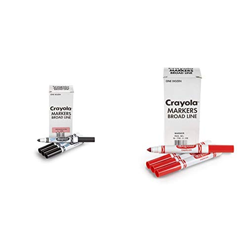Crayola Black Washable Markers, Broad Line Markers, 12 Count & Red