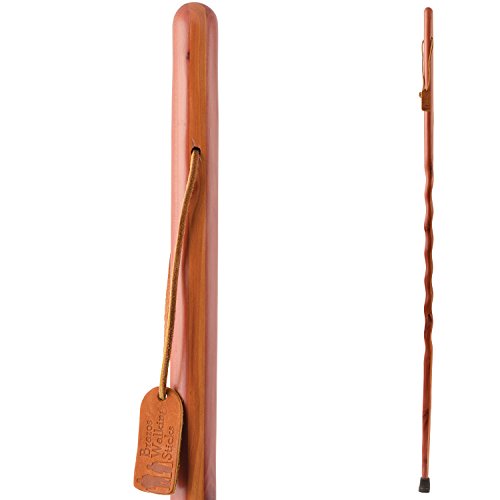Brazos Twisted Aromatic Cedar Wood Walking Stick Hiking Trekking Pole Cane, 55 Inch, Made in the USA