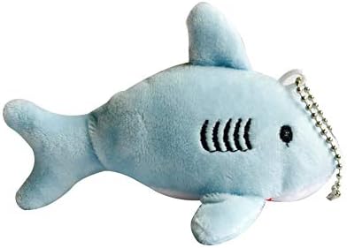 wAddhFC 12cm Plush Shark Toy Stuffed Hanging Doll Key Chain Pendant Bag Decor Gift Blue