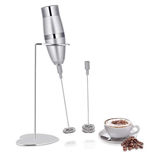 Click Here to See More Images Milk Blender - Milk Frother, Electric Handheld Foam Maker for Making Lattes Coffee, Cppuccinos, Hot Chocolates, as Creamer and Egg (with Stainless Steel Stand)