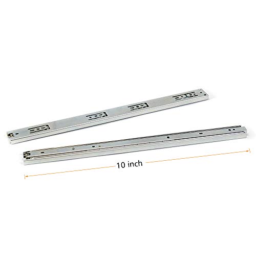 Urbest Drawer Slides 2pcs 10 Inch 3 Fold Smooth Telescopic Full