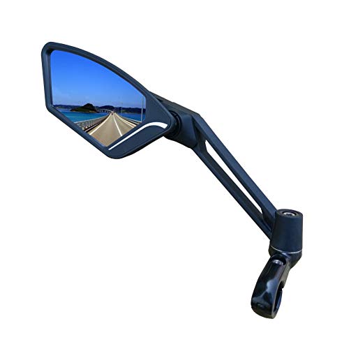MEACHOW New Scratch Resistant Glass Lens,Handlebar Bike Mirror, Adjustable Safe Rearview Mirror, Bicycle Mirror (Blue Left Side) ME-003LB