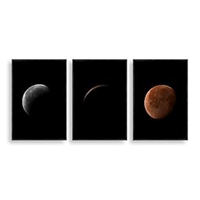 3 Piece Framed Canvas Wall Art Moon Canvas Prints Home Artwork Decoration for Living Room,Bedroom - 16"x24"x3 Panels