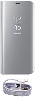 Galaxy S8 S-View Flip Kickstand Cover (Silver) With Type-C Cable, Samsung Official Genuine