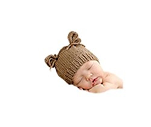 Pinbo Baby Photography Prop Crochet Knitted Bear Hat Cap Khaki