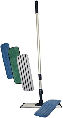 Microfiber Mop System Complete With Extendable Handle, Wet Pad, Dry Pad and Scrub Pad.