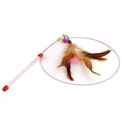 Feline Ruff Interactive Teaser Cat Wand Toy with Feathers and Bells. A Durable Wire Toy for Cats, Kittens, and Other Small Pets!